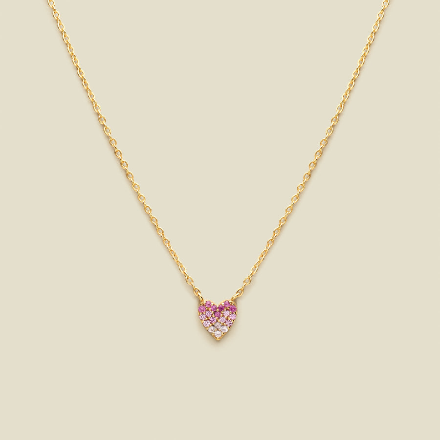 CZ Pink Pavé Heart Necklace | Final Sale