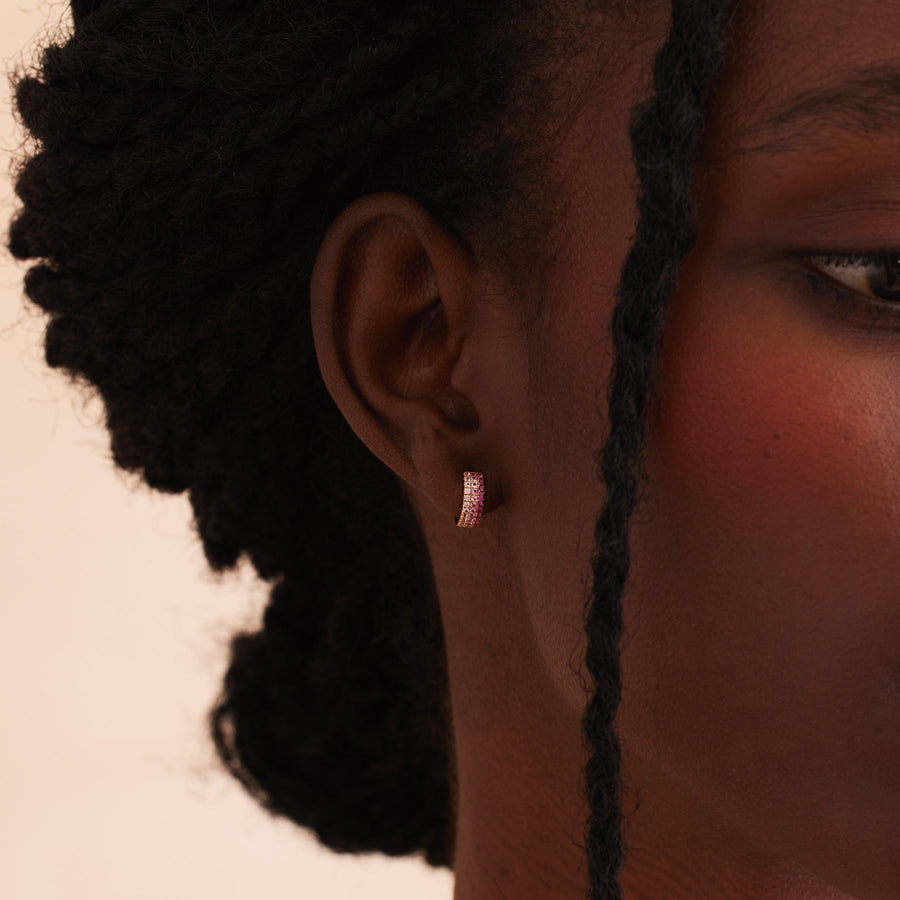 CZ Pink Pavé Huggie Hoop Earrings | Final Sale Lifestyle