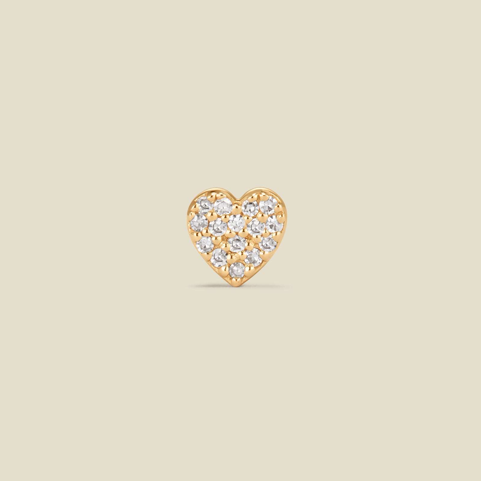 14k Diamond Heart Stud Earring (Flat Back) - Single
