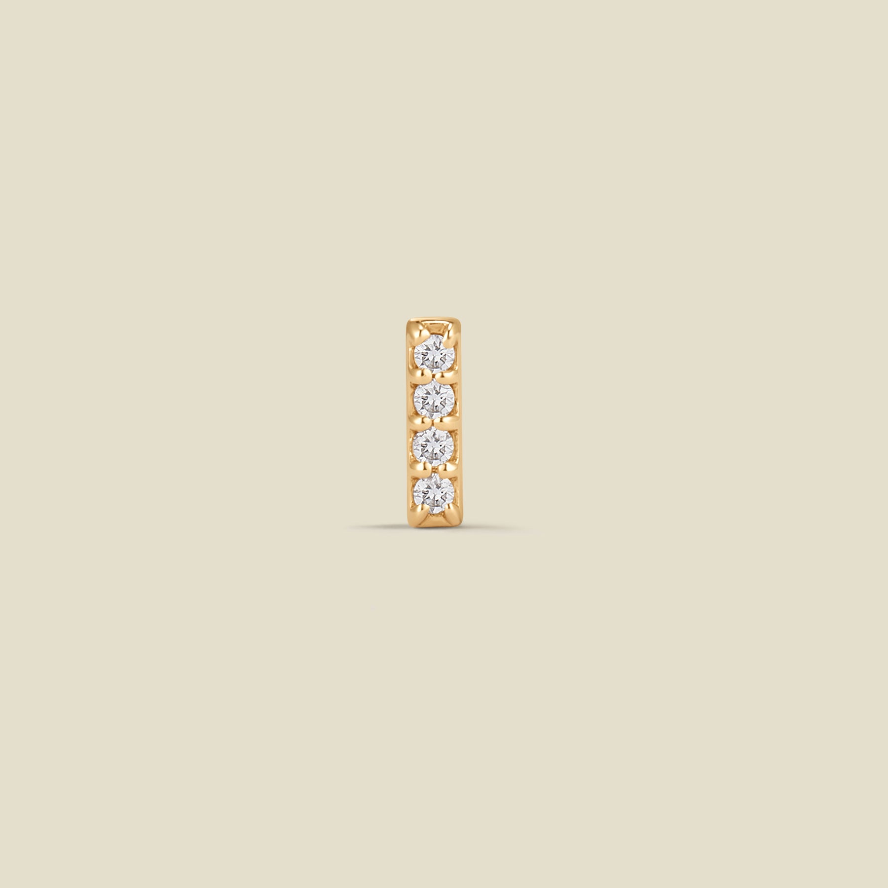 14k Diamond Bar Stud Earring (Flat Back) - Single