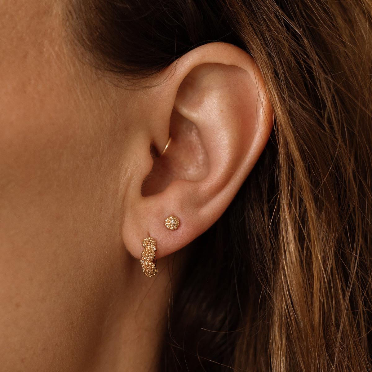 October CZ Birth Flower Huggie Hoop Earrings