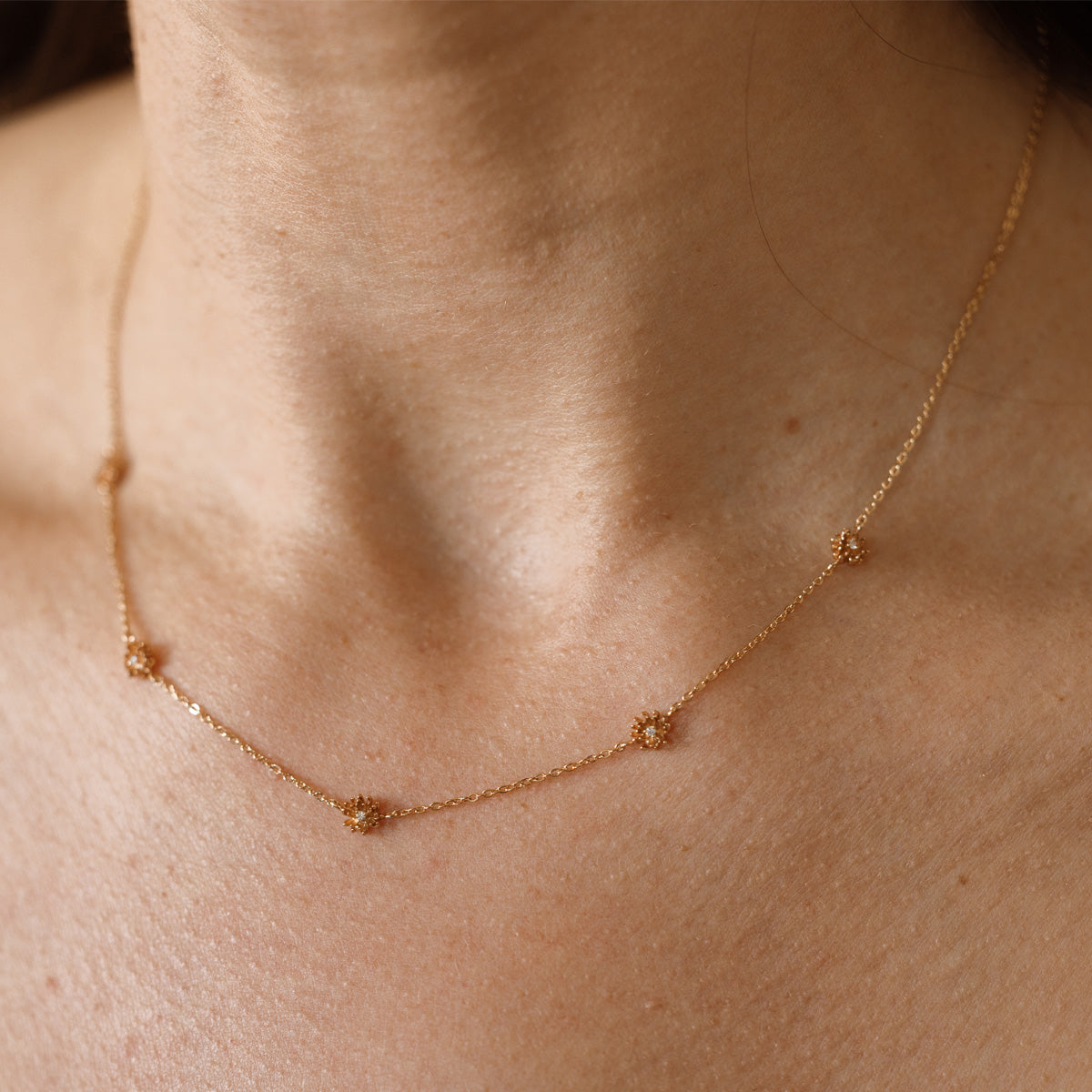 November CZ Birth Flower Station Necklace