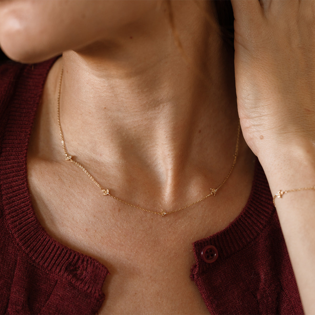 December CZ Birth Flower Station Necklace