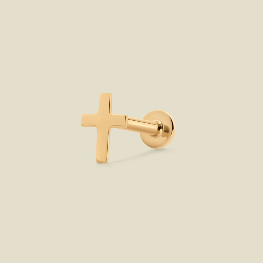 14k Cross Stud Earring (Flat Back)