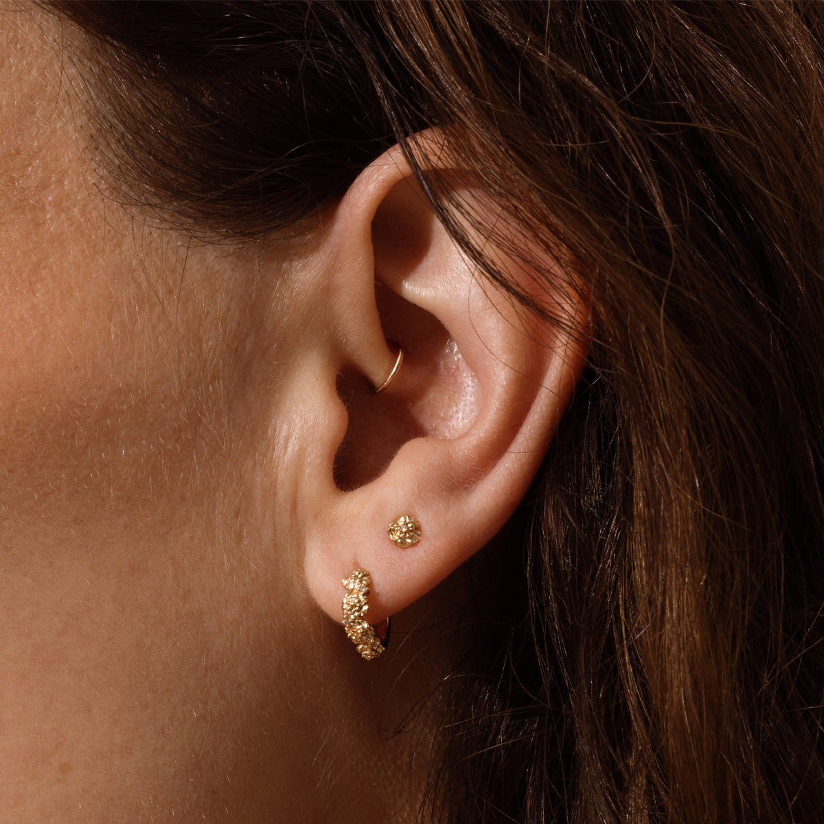 January CZ Birth Flower Huggie Hoop Earrings