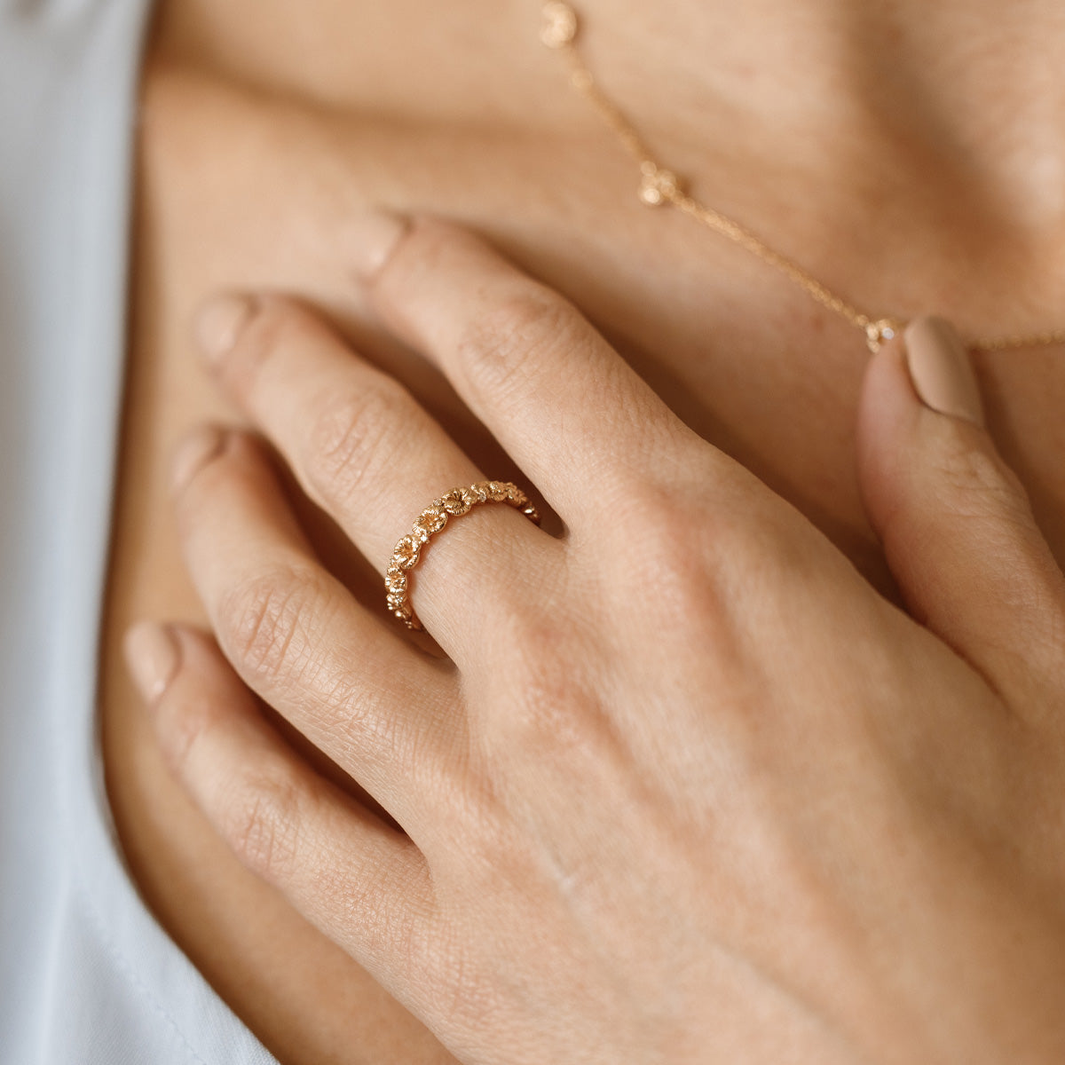 February CZ Birth Flower Eternity Ring