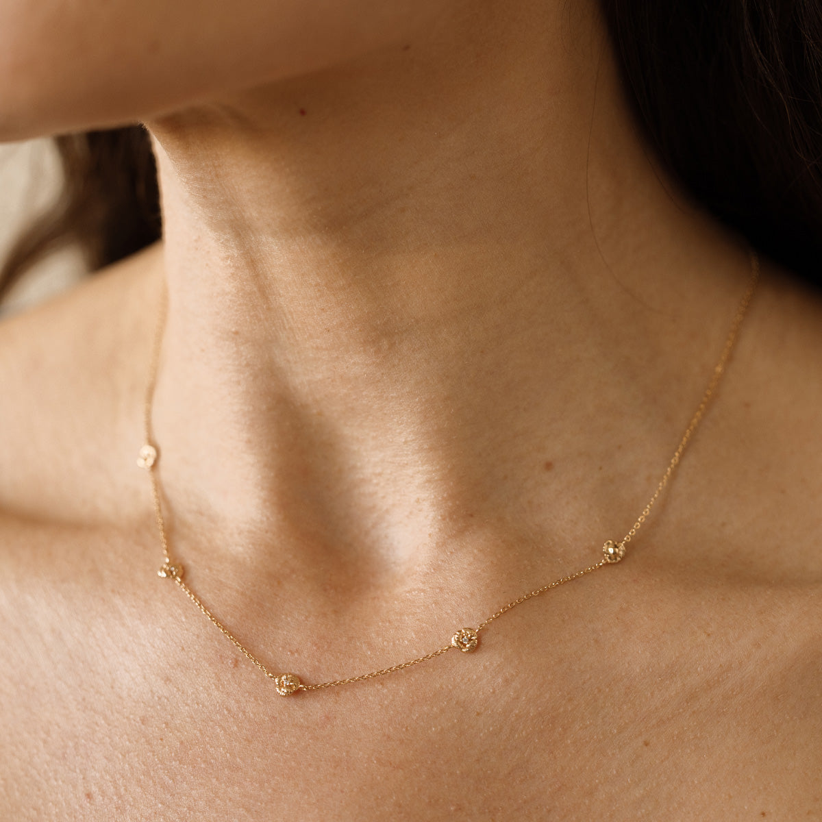 February CZ Birth Flower Station Necklace