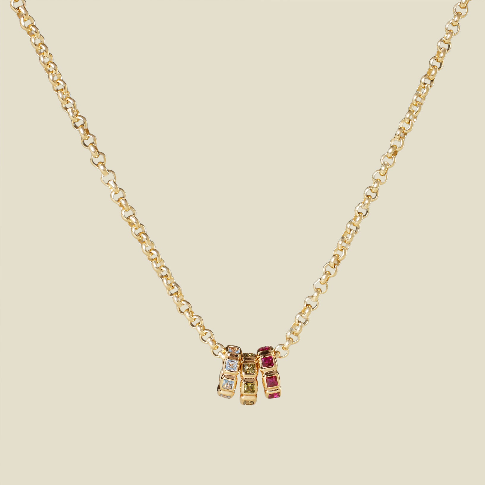 Birthstone Spacer Charm Stacker Necklace