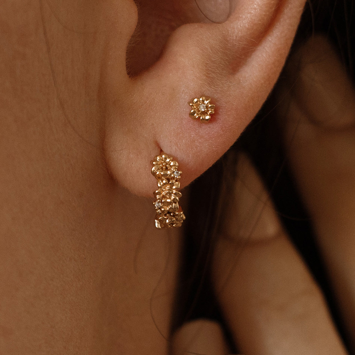 March CZ Birth Flower Stud Earrings