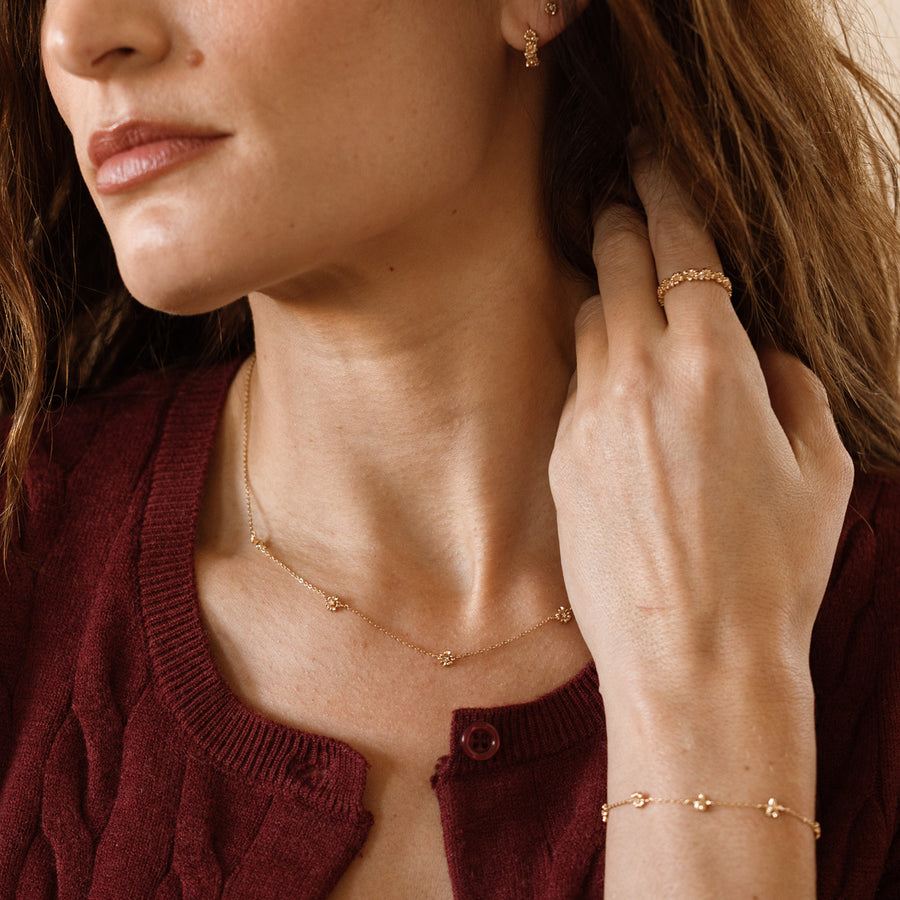 March CZ Birth Flower Station Necklace Lifestyle