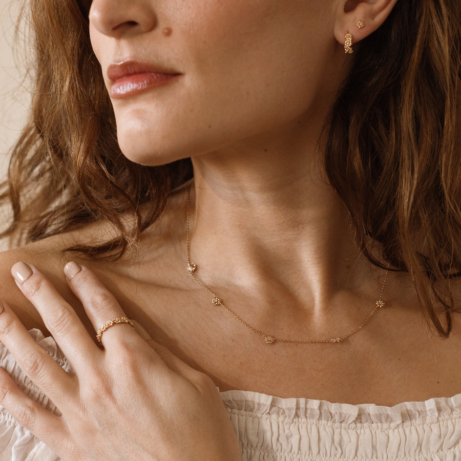 April CZ Birth Flower Station Necklace Lifestyle