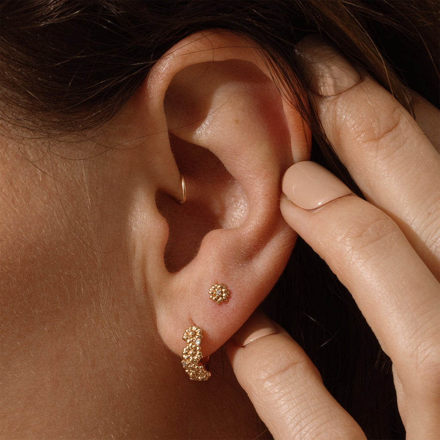 April CZ Birth Flower Huggie Hoop Earrings Lifestyle