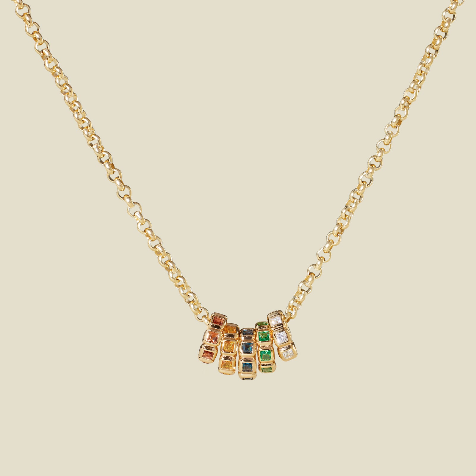 Birthstone Spacer Charm Stacker Necklace