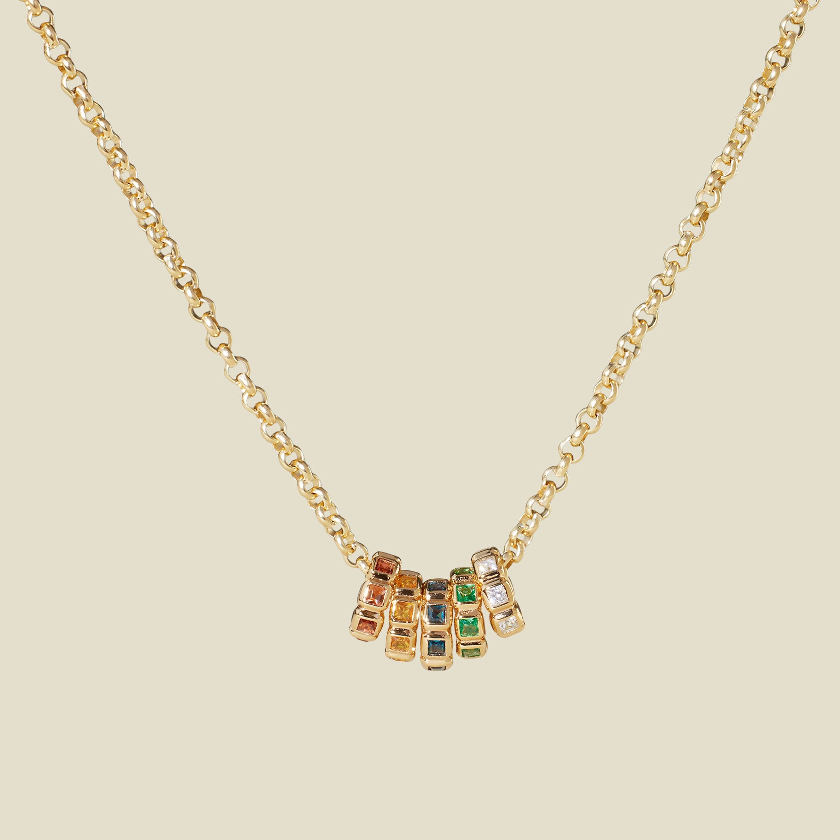 Birthstone Spacer Charm Stacker Necklace