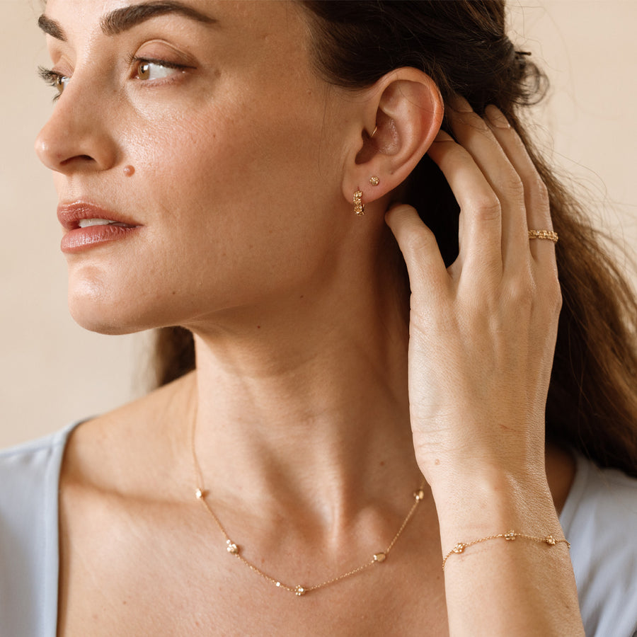 May CZ Birth Flower Huggie Hoop Earrings Lifestyle