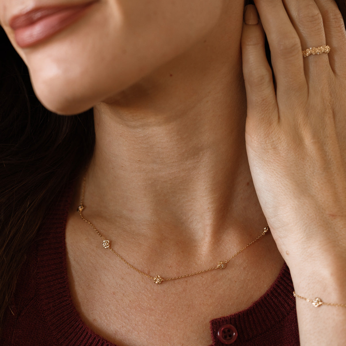 June CZ Birth Flower Station Necklace