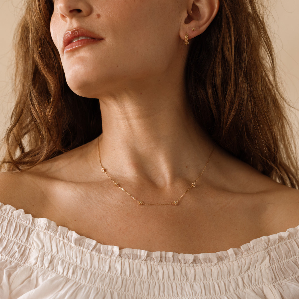 July CZ Birth Flower Station Necklace