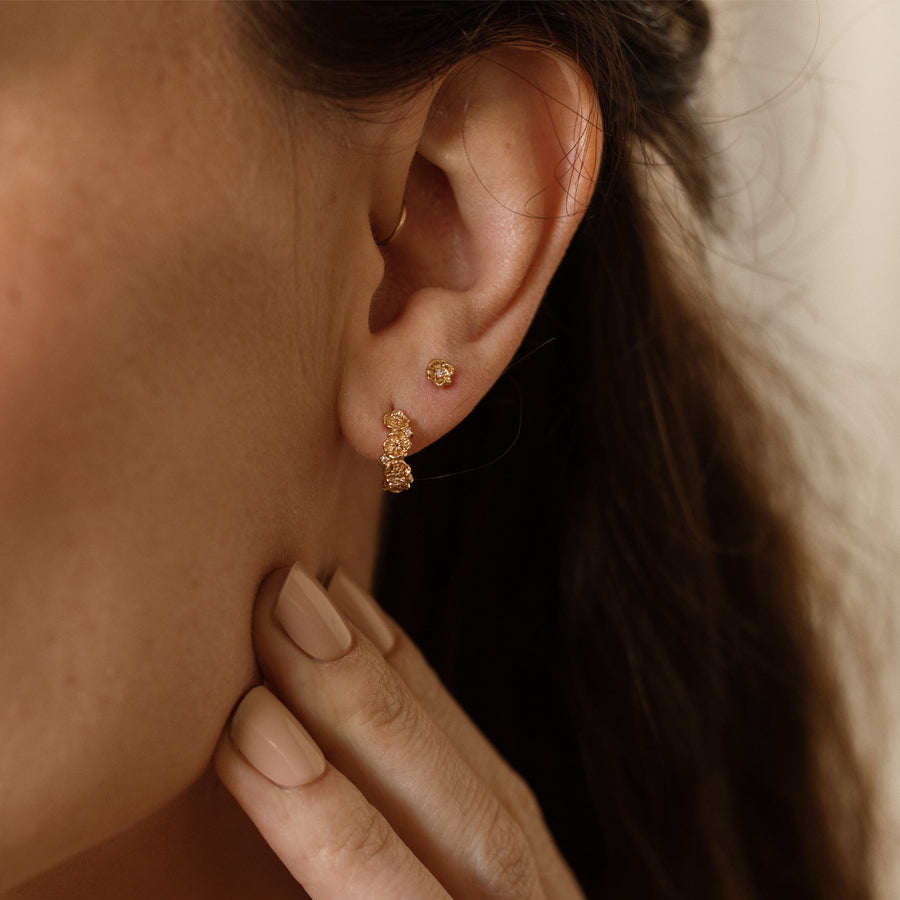 August CZ Birth Flower Stud Earrings Lifestyle