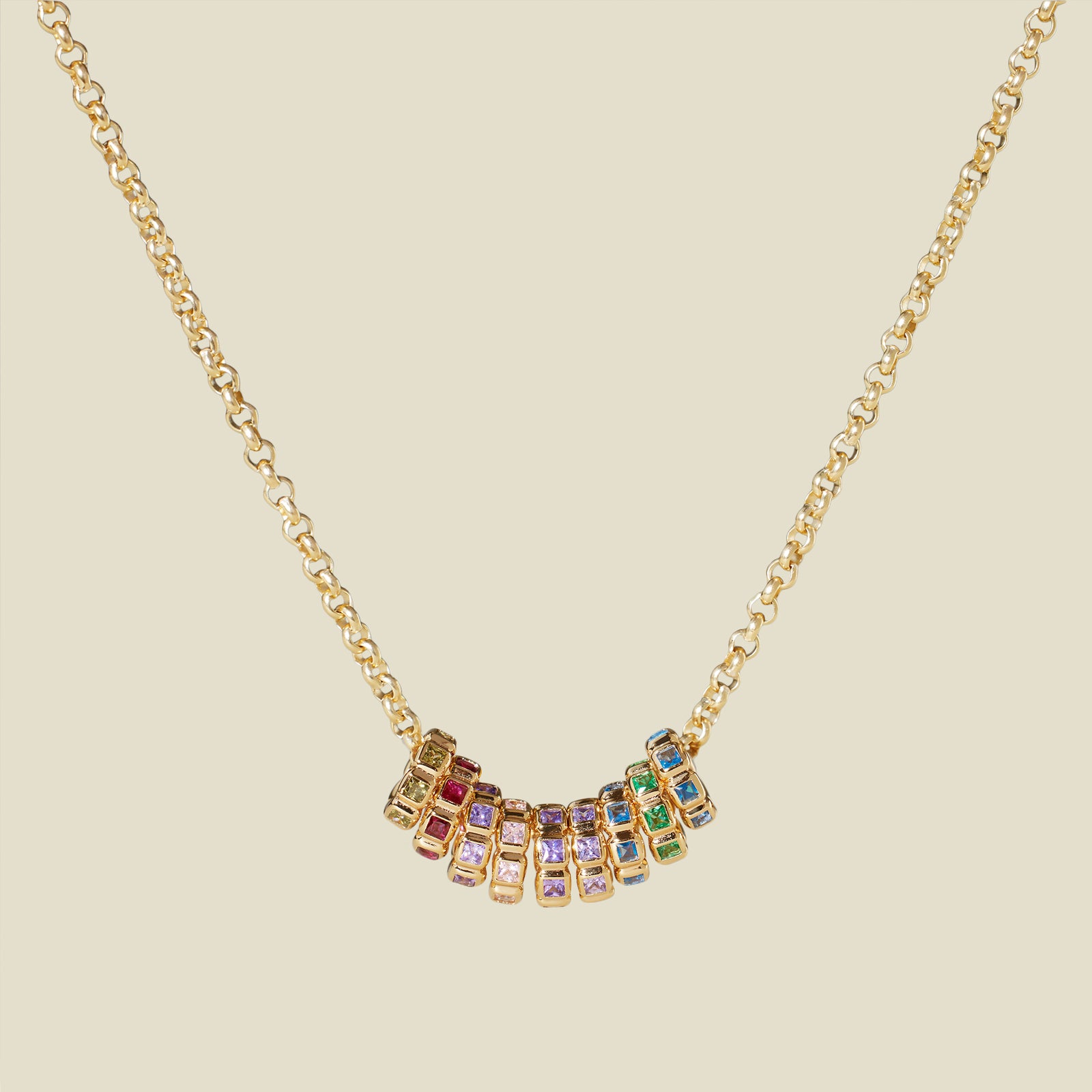 Birthstone Spacer Charm Stacker Necklace