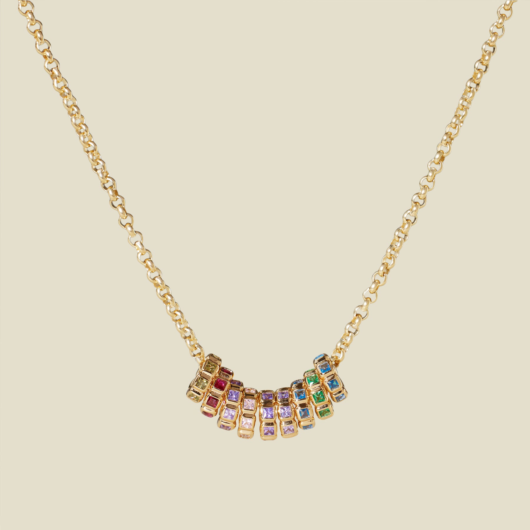 Birthstone Spacer Charm Stacker Necklace