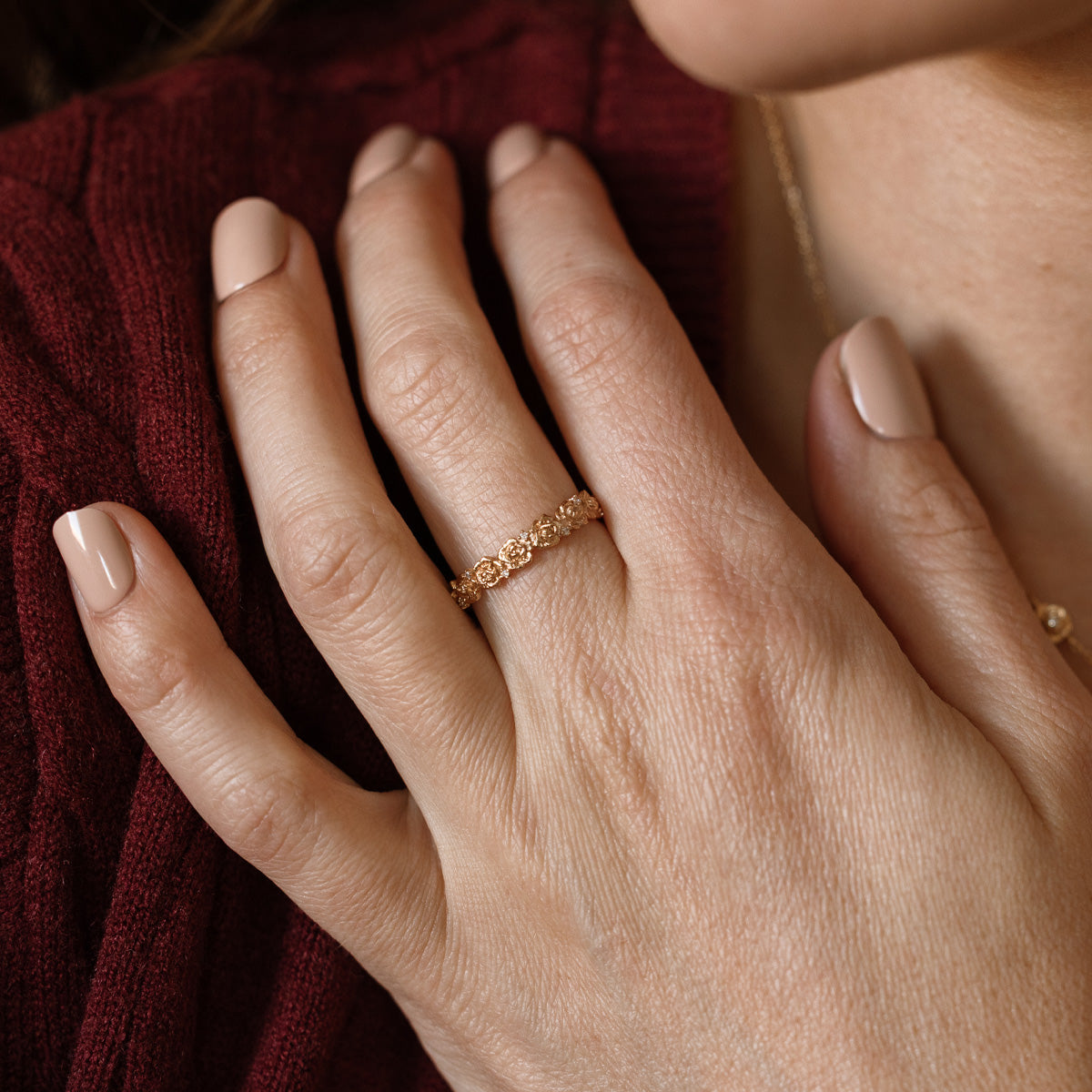 September CZ Birth Flower Eternity Ring