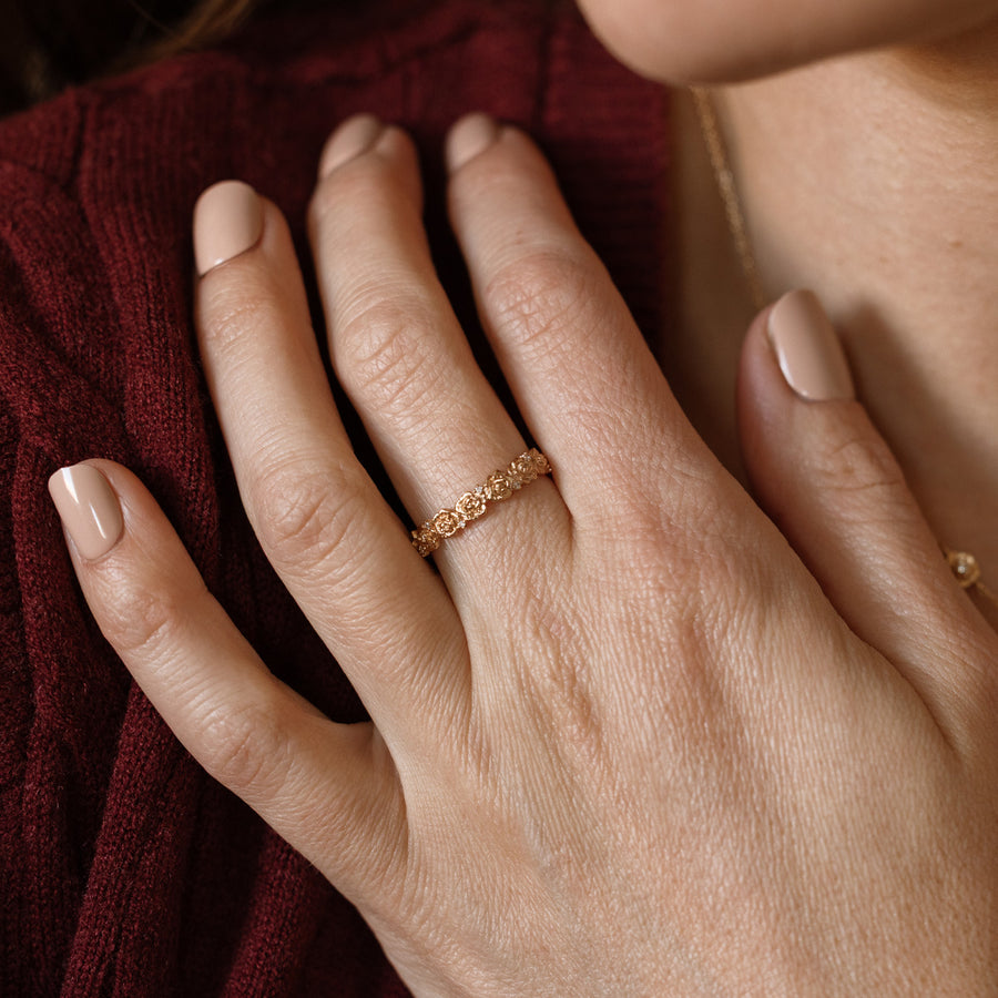 September CZ Birth Flower Eternity Ring Lifestyle