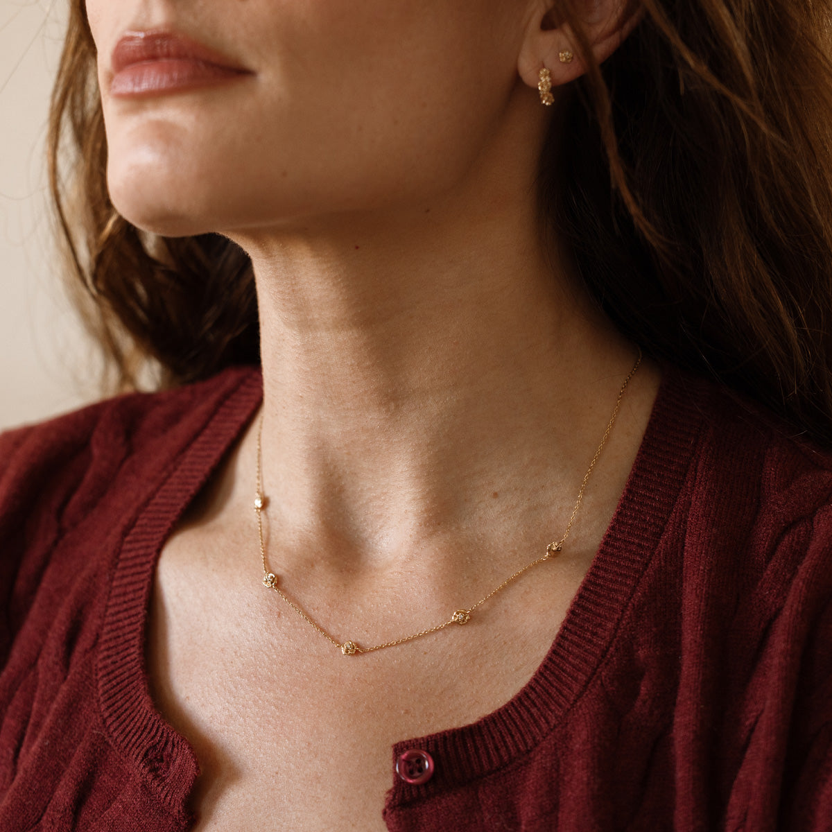 September CZ Birth Flower Station Necklace