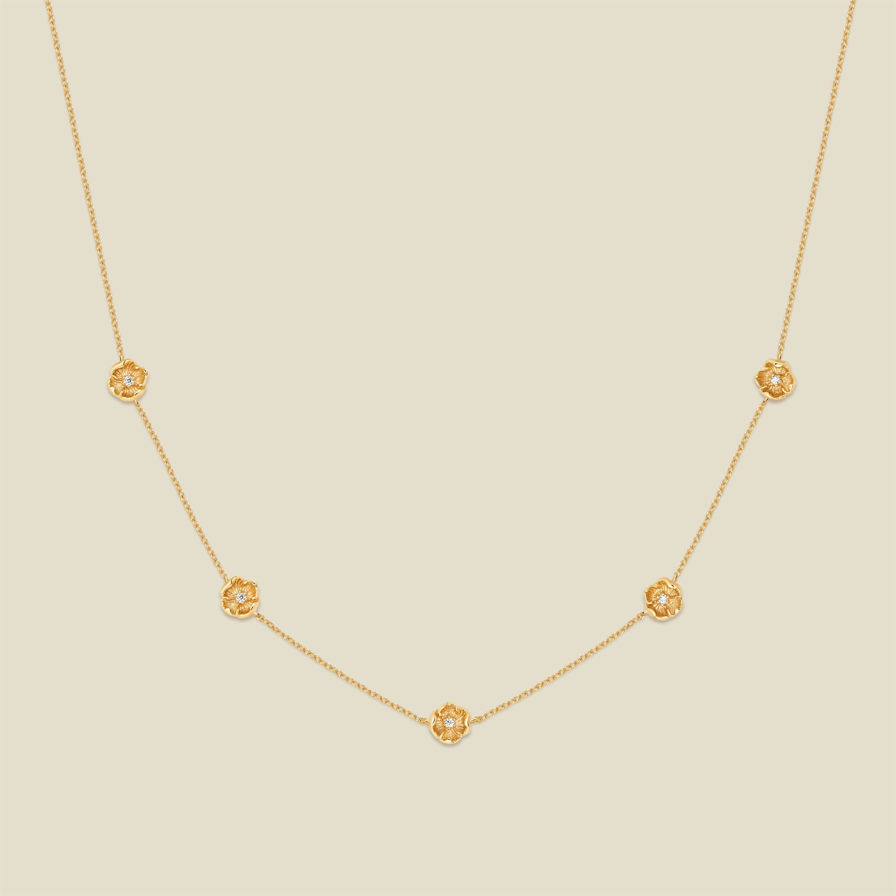 August CZ Birth Flower Station Necklace