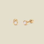 Bezel-Set Pearl Stud Earrings