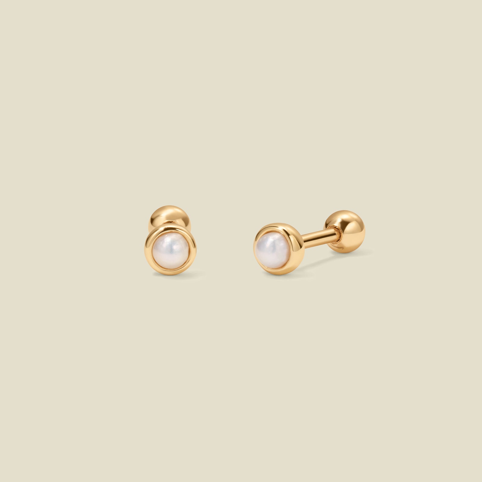 Bezel-Set Pearl Stud Earrings