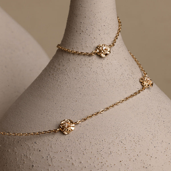 January CZ Birth Flower Station Necklace