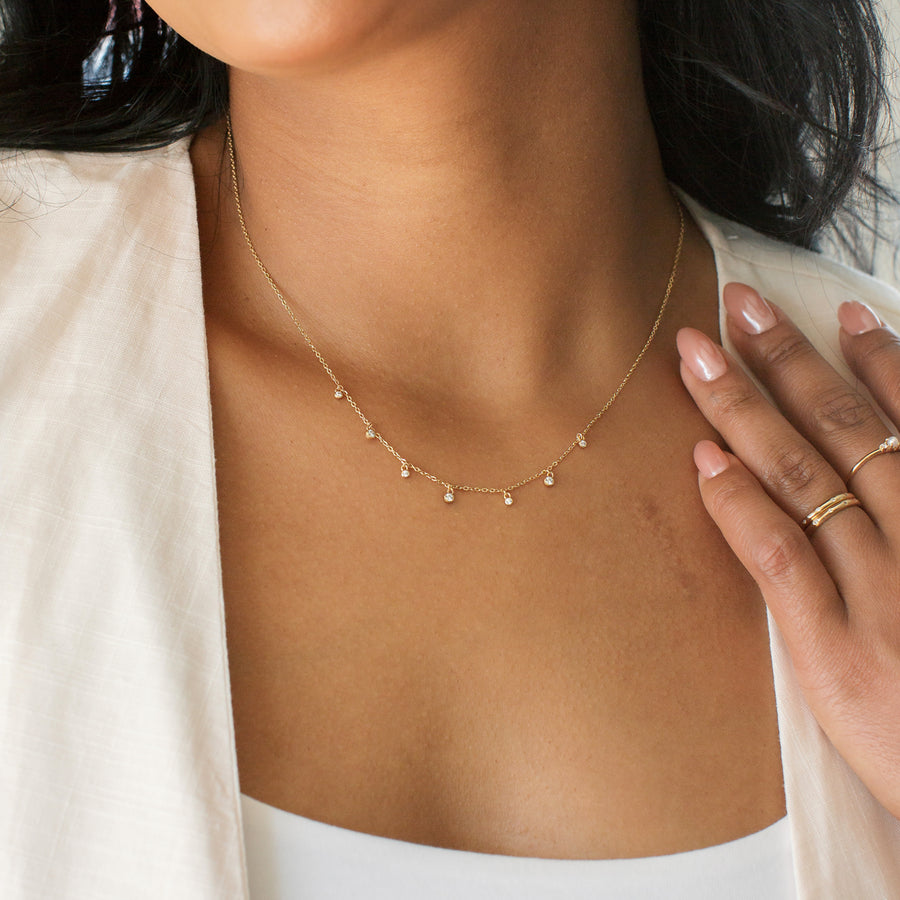CZ Poppy Floating Necklace Lifestyle