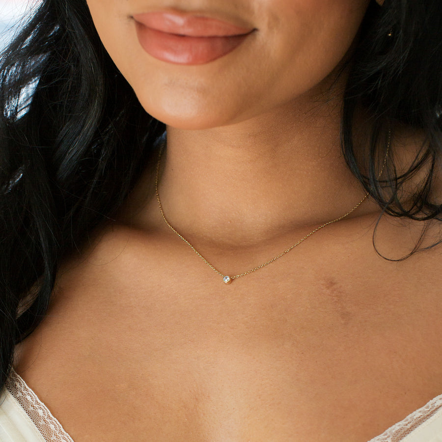 CZ Poppy Solitaire Necklace Lifestyle