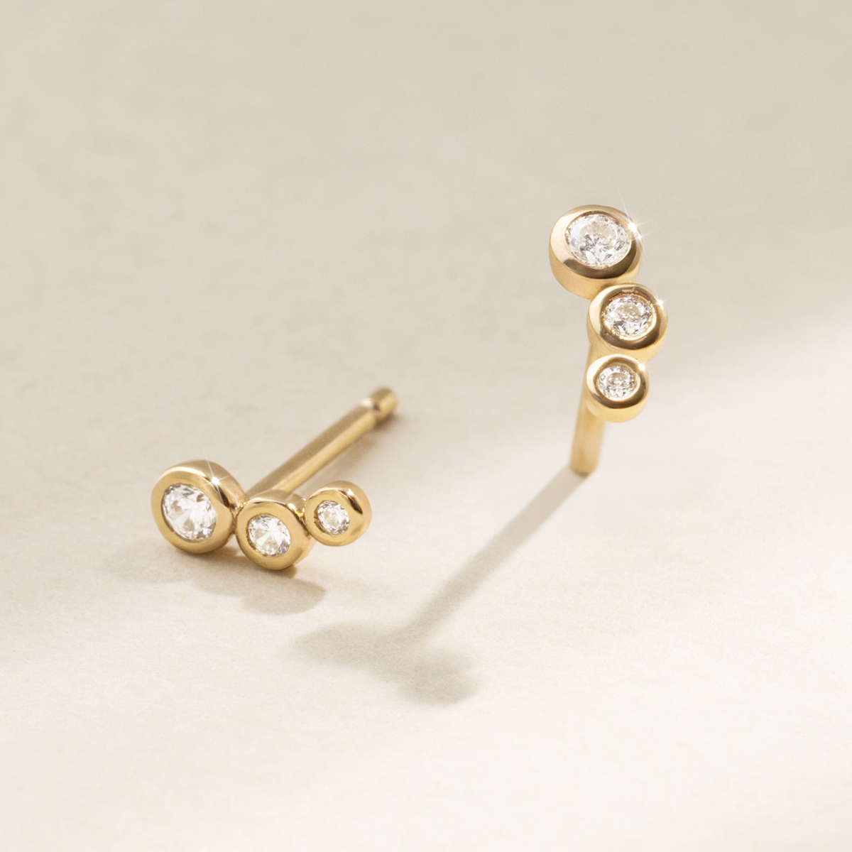CZ Poppy Climber Stud Earrings