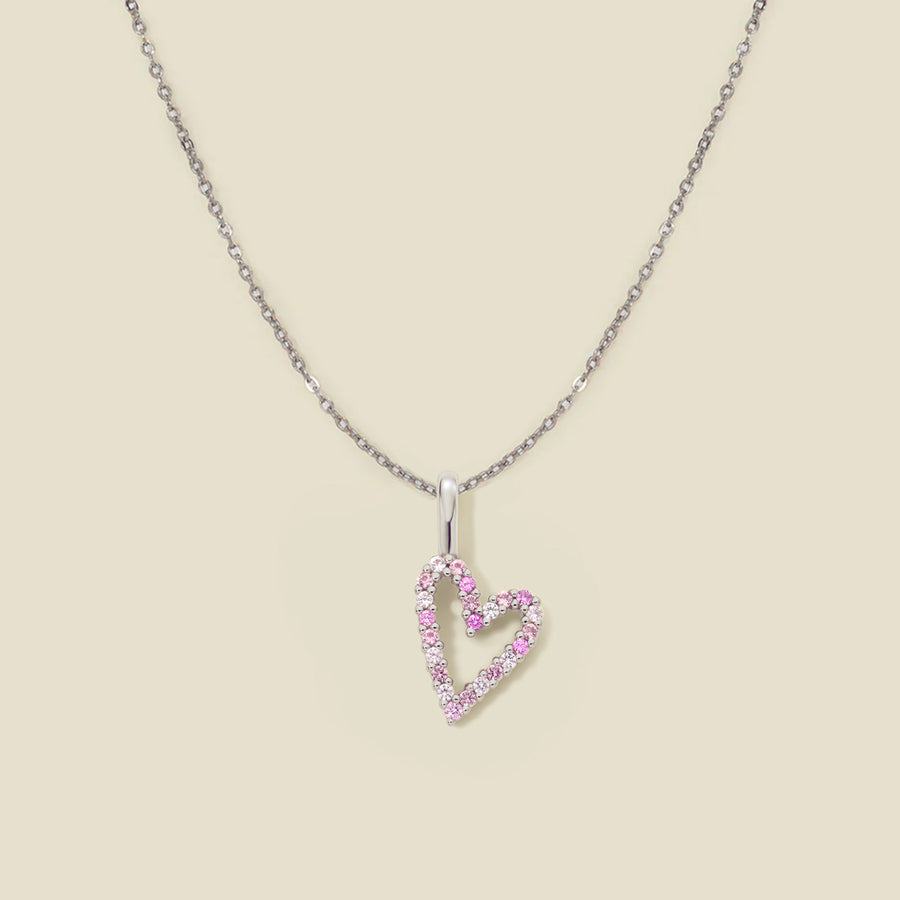 Pink CZ Heart Charm Necklace Lifestyle
