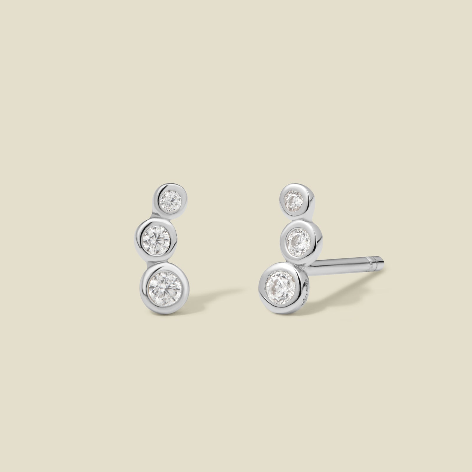 CZ Poppy Climber Stud Earrings