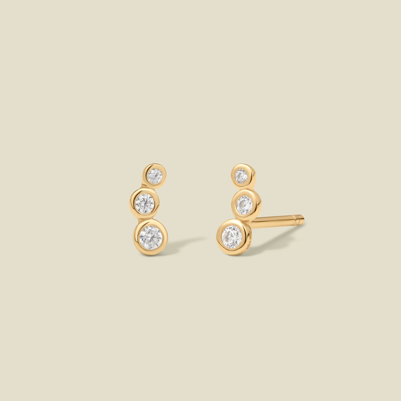 CZ Poppy Climber Stud Earrings
