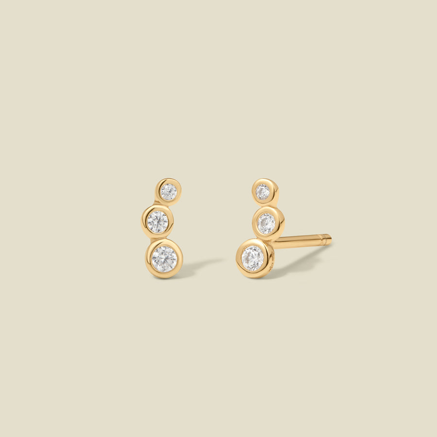 CZ Poppy Climber Stud Earrings
