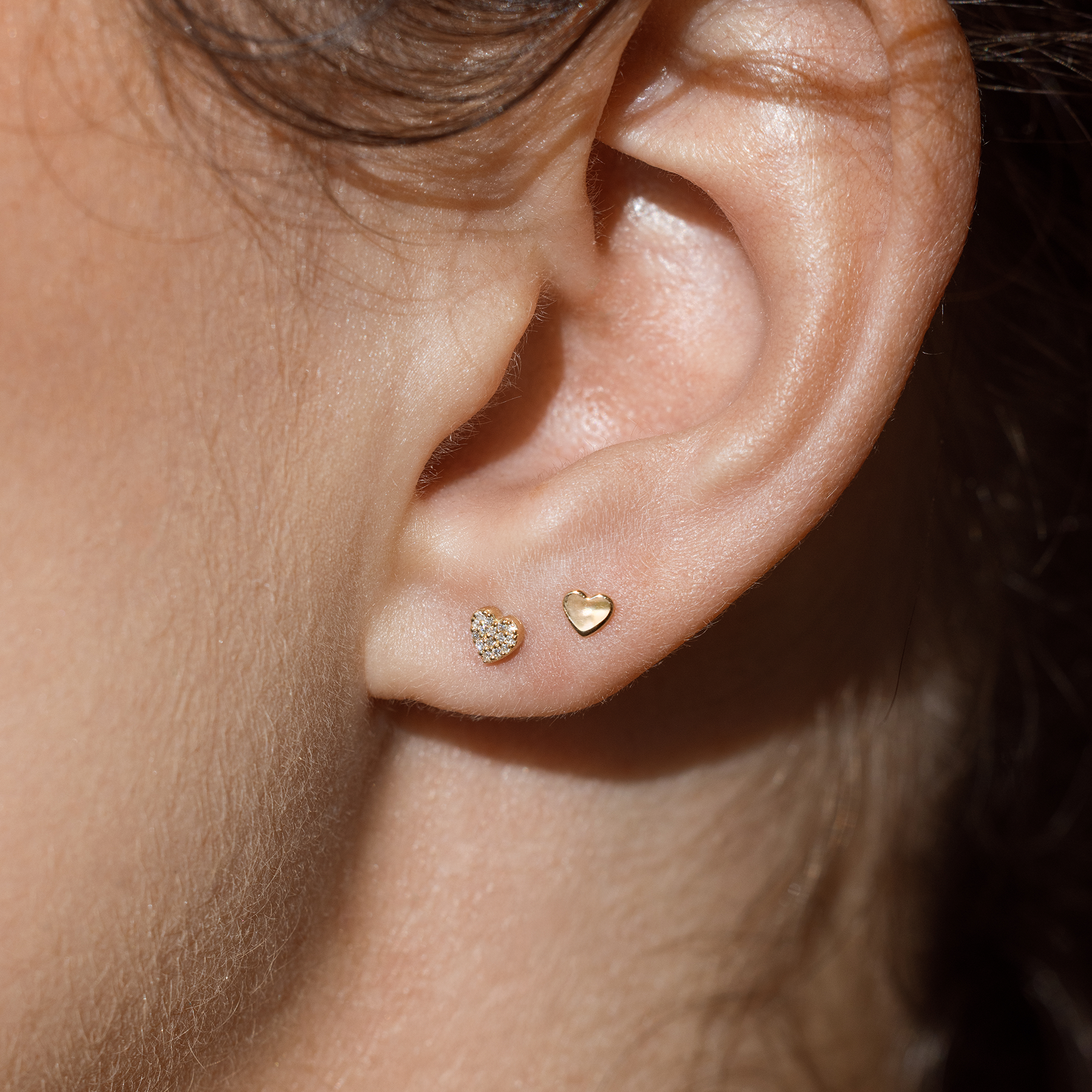14k Diamond Heart Stud Earring (Flat Back) - Single