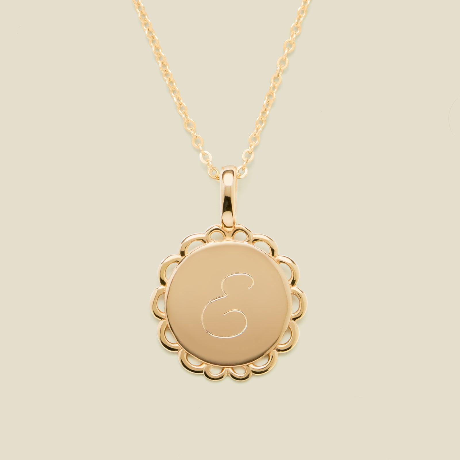 Engravable Ornate Circle Charm Necklace