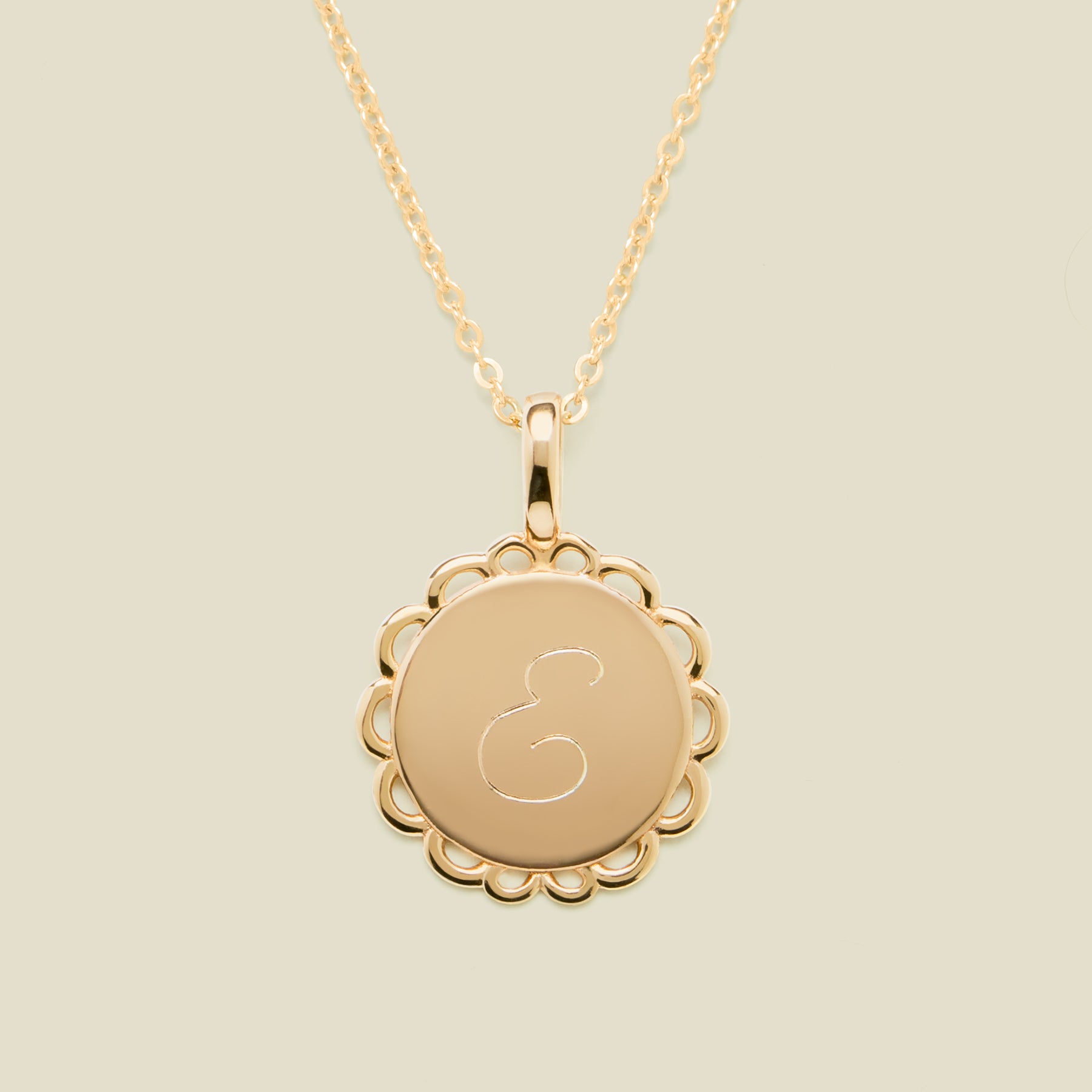 Engravable Ornate Circle Charm Necklace