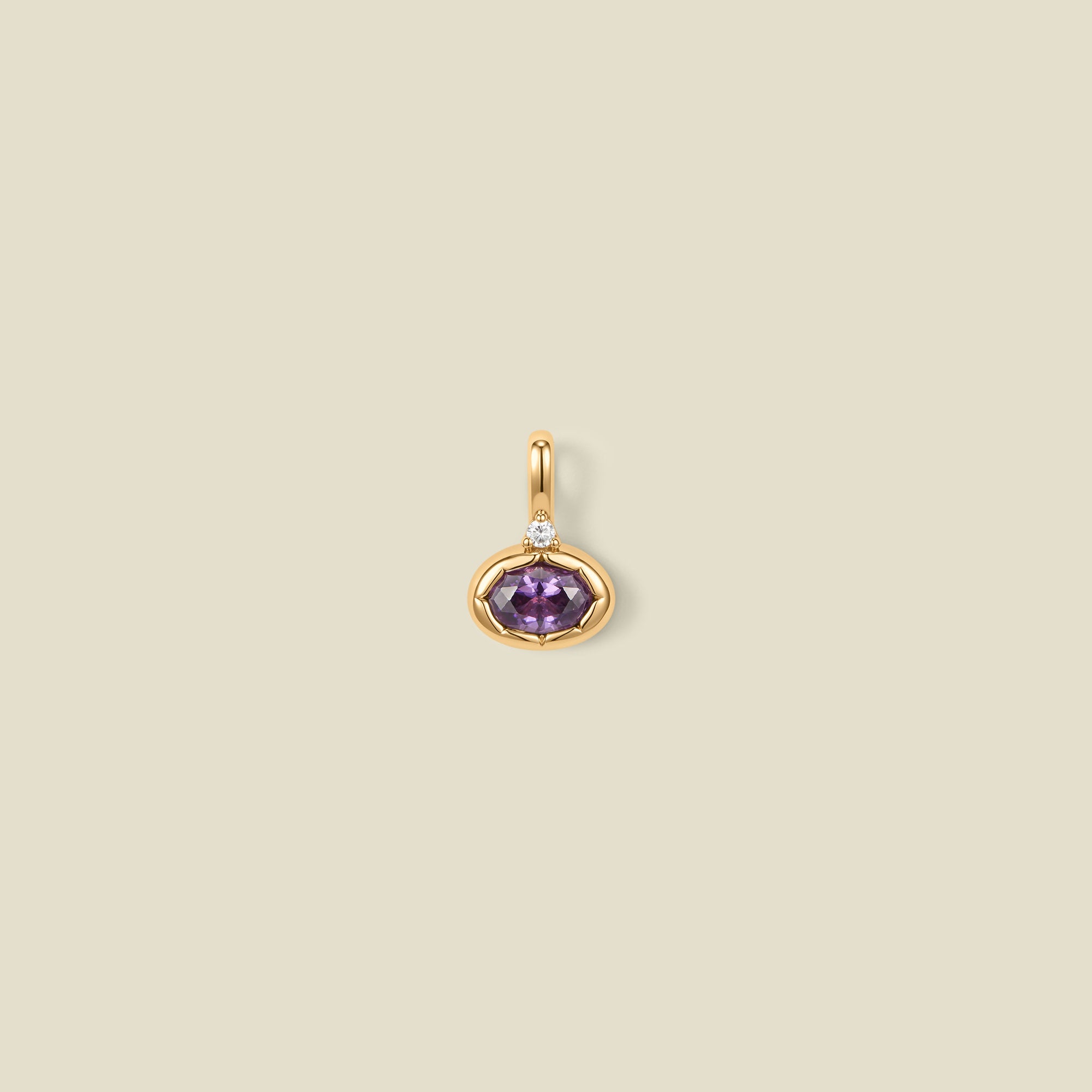 February Oval Birthstone Charm