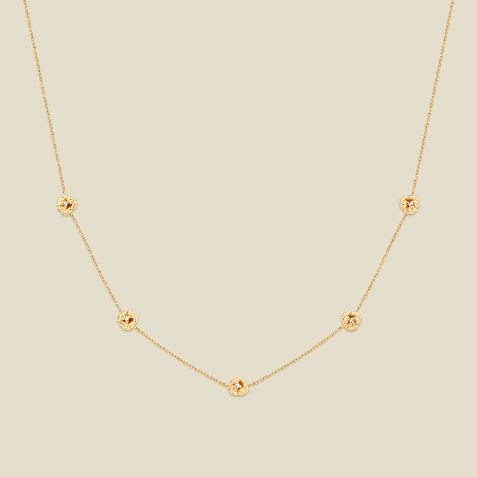 February CZ Birth Flower Station Necklace