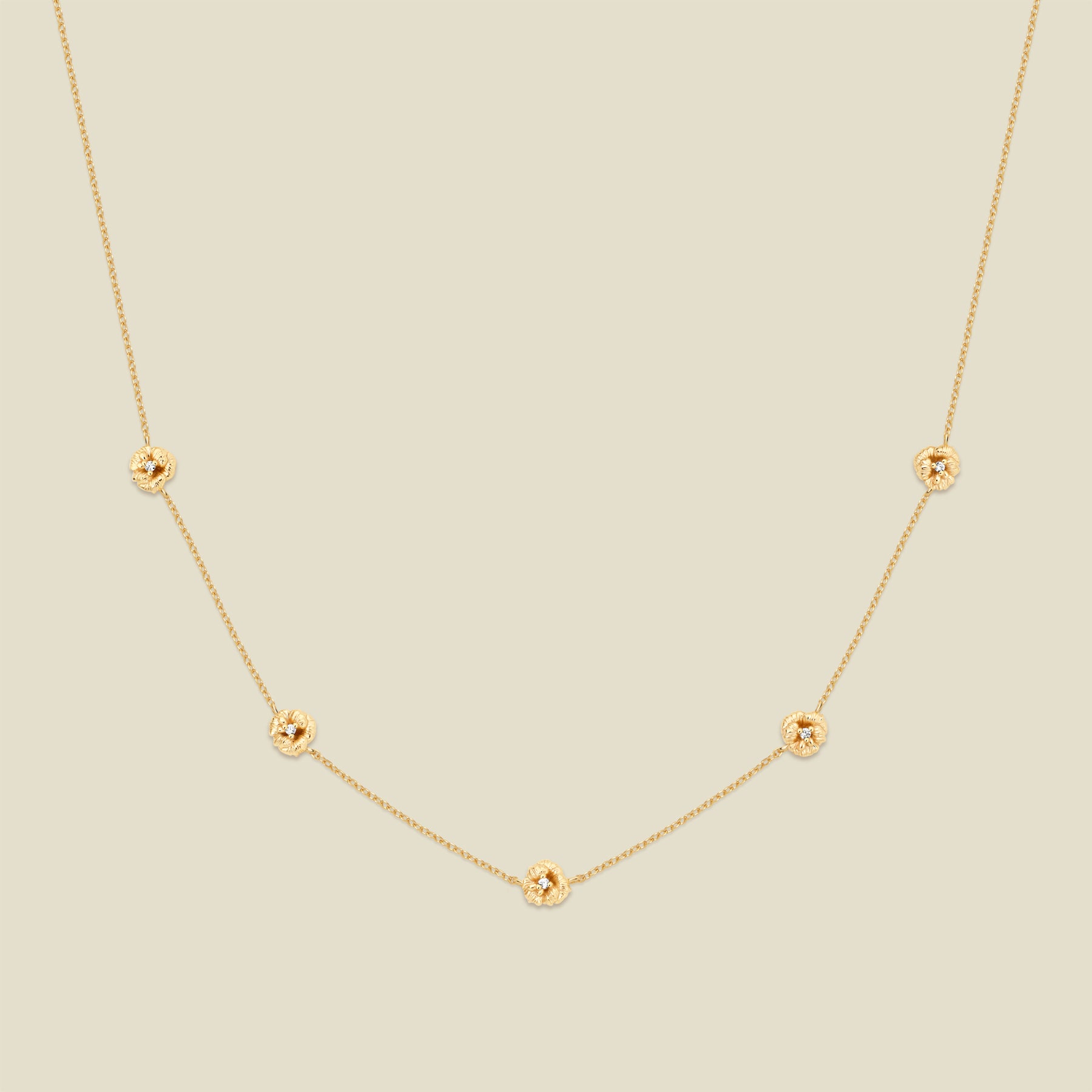 February CZ Birth Flower Station Necklace