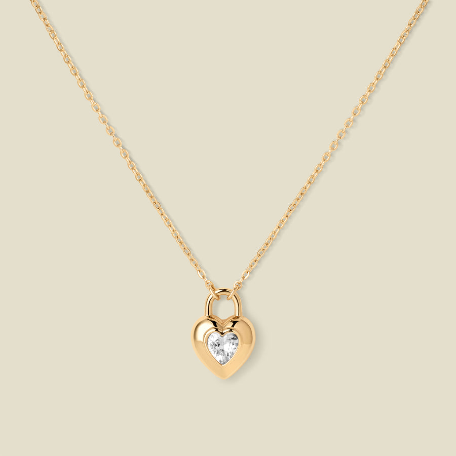 CZ Padlock Heart Necklace