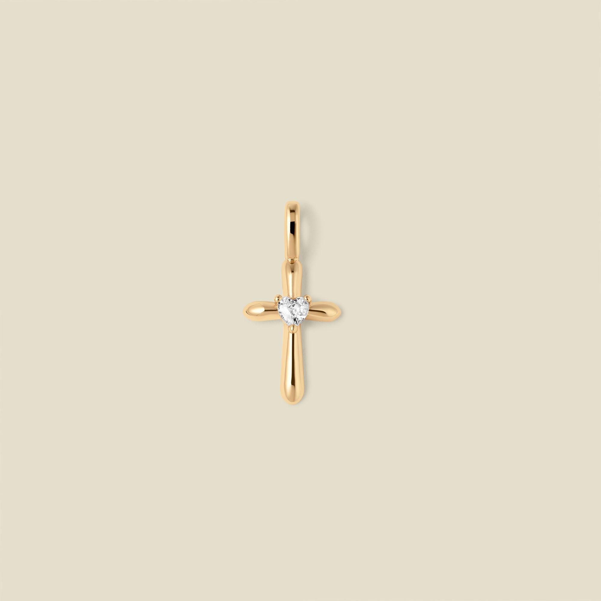 CZ Heart Cross Charm