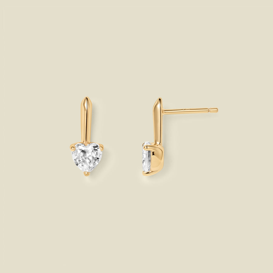 CZ Heart Drop Stud Earrings