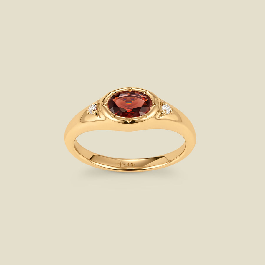 January Oval Birthstone Signet Ring