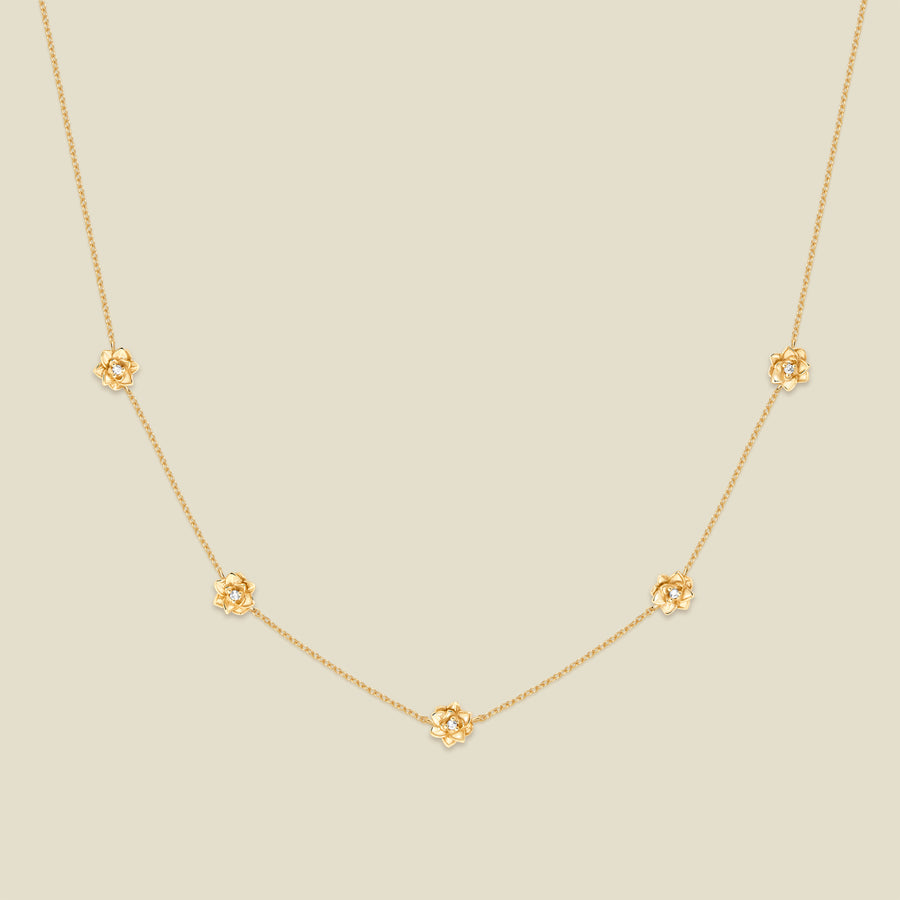 July CZ Birth Flower Station Necklace