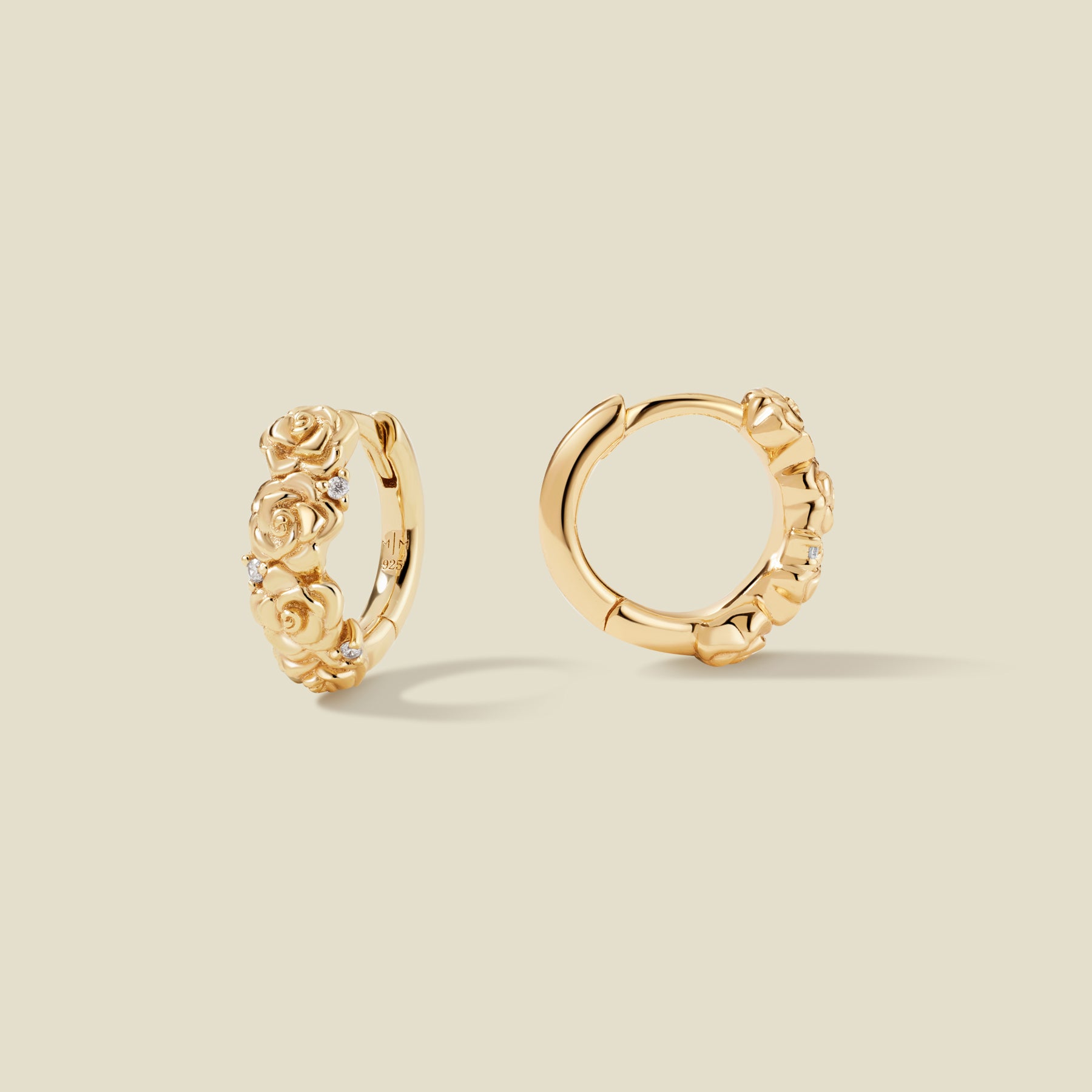 June CZ Birth Flower Huggie Hoop Earrings